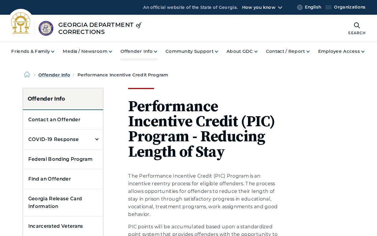 Jefferson County projected release date and Georgia performance incentive credit rules